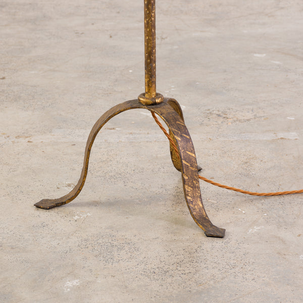 1960s Gilded Hammered Iron Floor Lamp