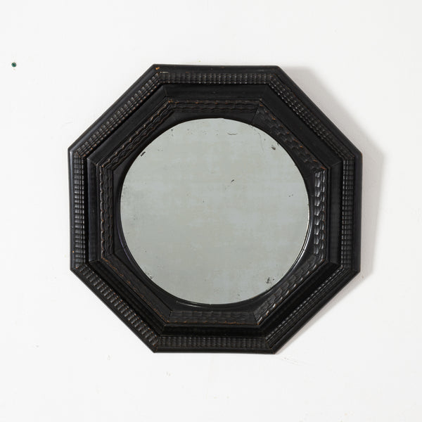 late 19th Century Octagonal Ebonised Guilloche Mirror