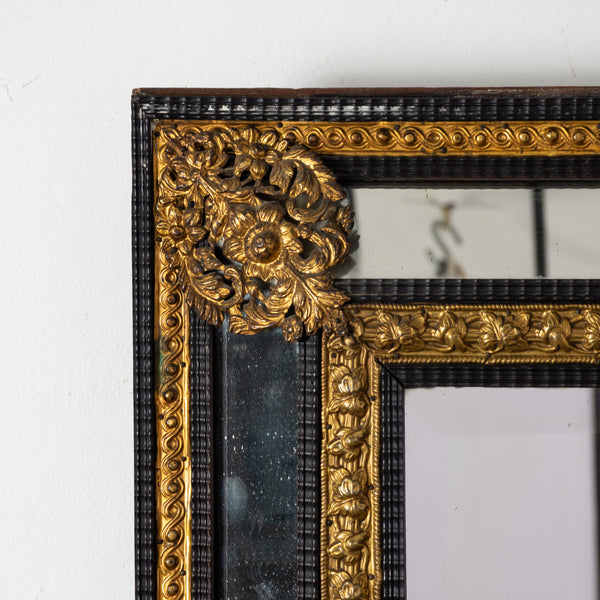 A 19th Century Flemish Brass Repousse Cushion Mirror