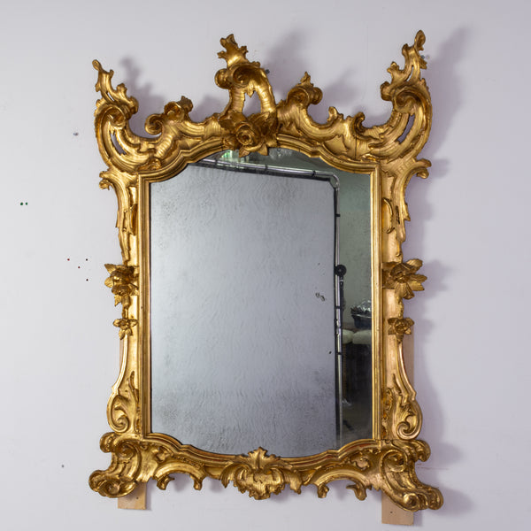 A Large 19th Century Italian Neo-Rococo Carved Giltwood Mirror