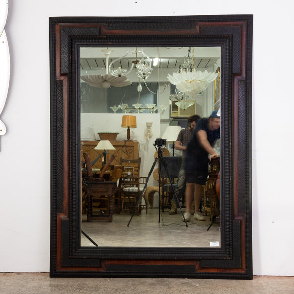 A Substantial Italian Guilloche Oak and Ebonised Mirror