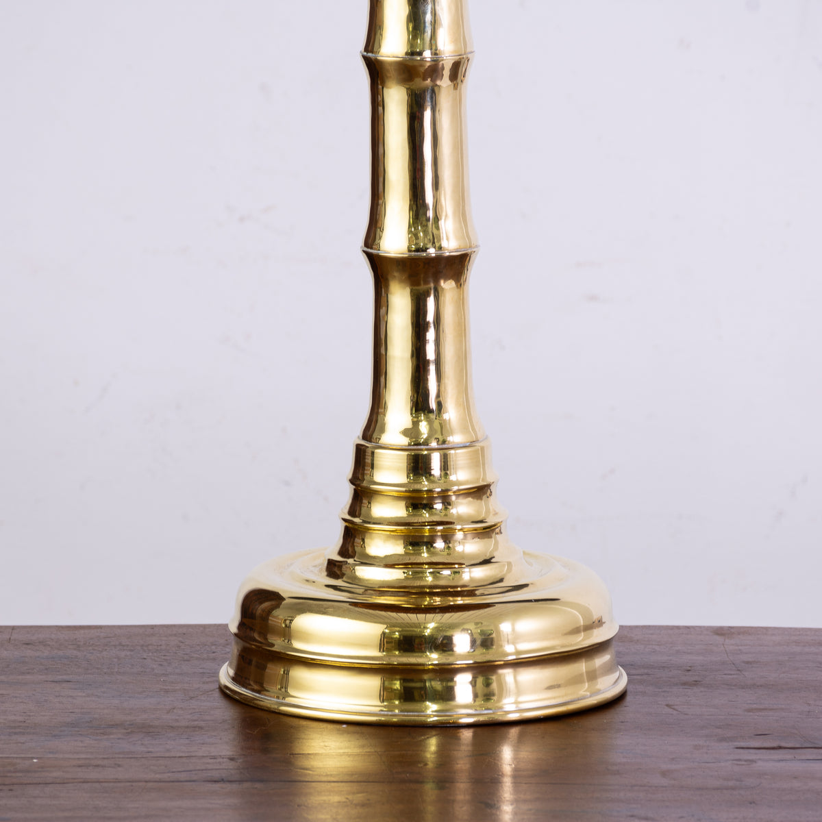 Large Brass Faux Bamboo Table Lamp with Split Bamboo Shade The Vault