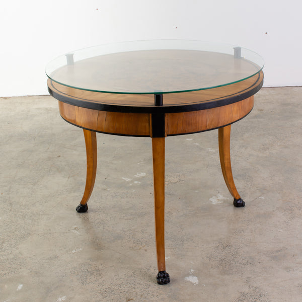 Biedermeier Style Circular Table With Glass Top