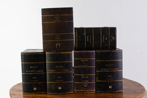 A set of six Leather Bounds Client Files
