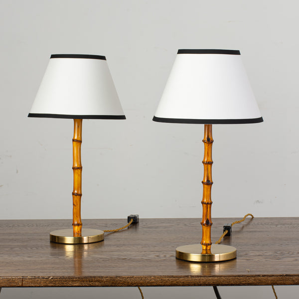 Pair of Bamboo Table Lamp in the Manner of Jacques Adnet
