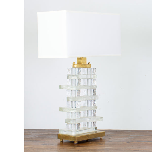 A Murano Glass and Brass Table Lamp