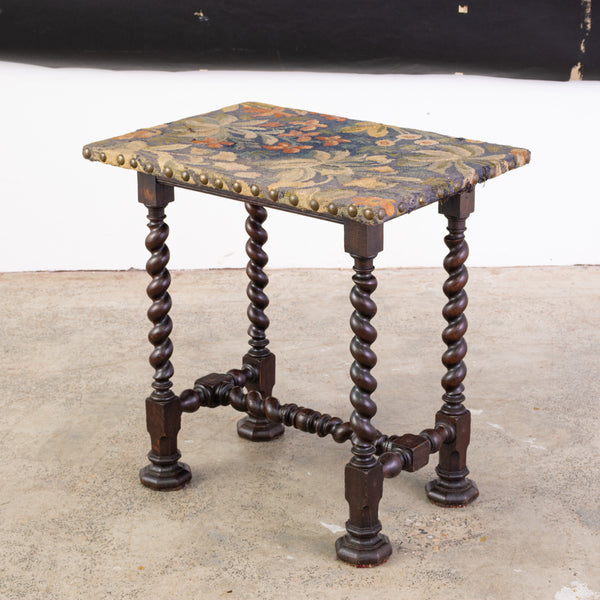 Early 20th Century Flemish Side Table with Tapestry Top
