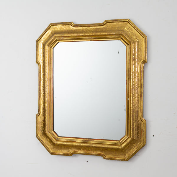 19th Century Italian Incised  Giltwood  Mirror
