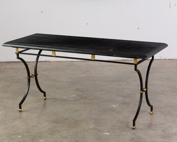 A Mid-Century Iron and Marble Coffee table