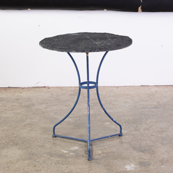 Bistro Table with Slate Top and Blue Base