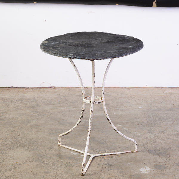 White Bistro Table with Chiseled Slate Top