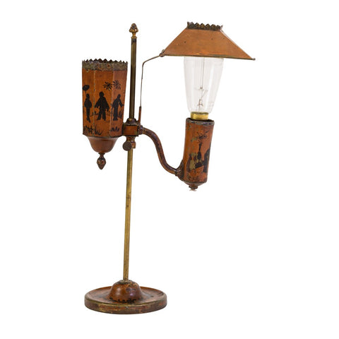 French Orange Chinoiserie Tole Table Lamp