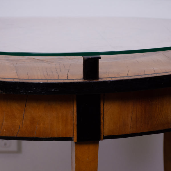 Biedermeier Style Circular Table With Glass Top
