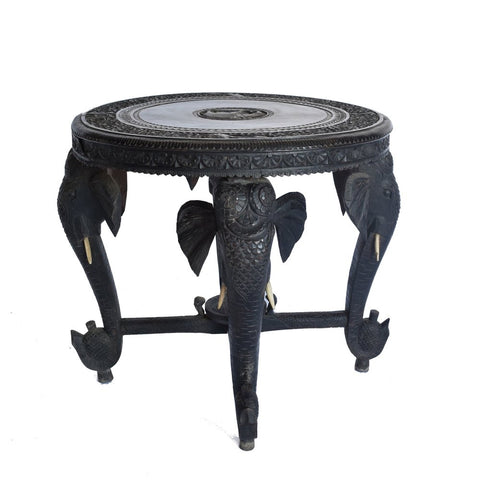 Intricately carved Anglo Elephant Indian Side Table
