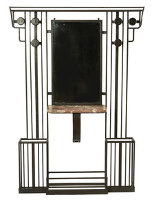 French Art Deco Wrought Iron and Marble Hall Stand