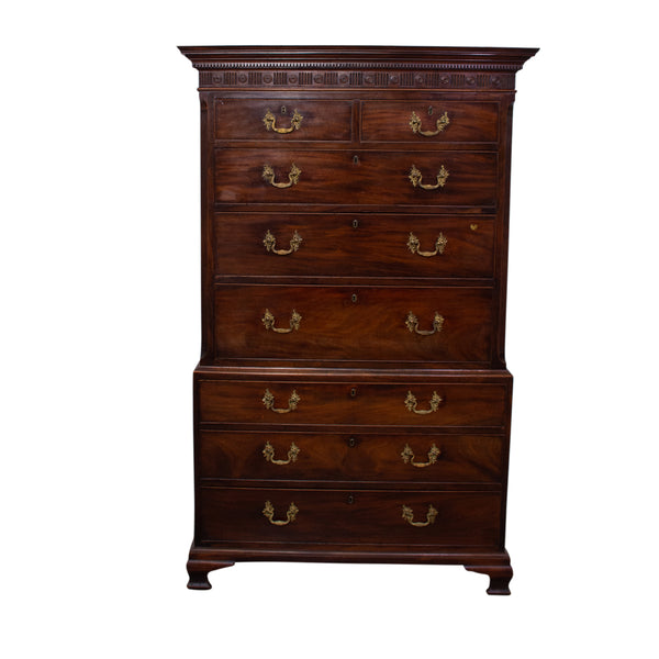 A George III period mahogany Secretaire Chest on Chest