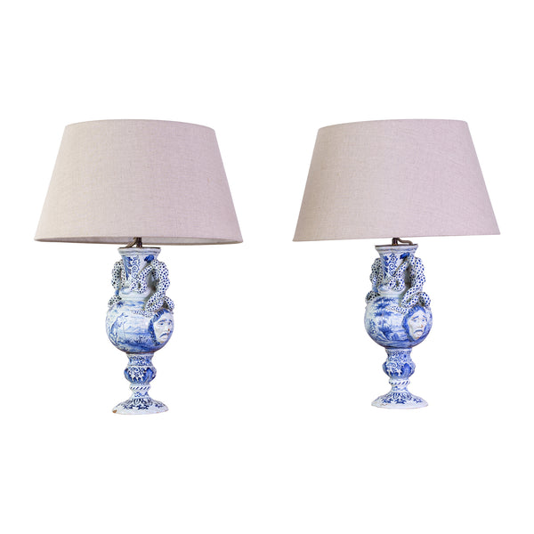 Pair of late 18th Century Delft Vases Converted to lamps