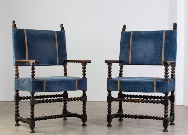 A Pair of Large Louis XIII Style Armchairs