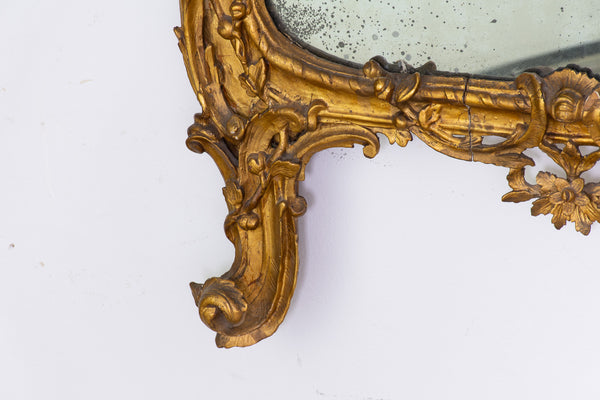 A Fine and Rare 18th-century Rococo Giltwood  Mirror,