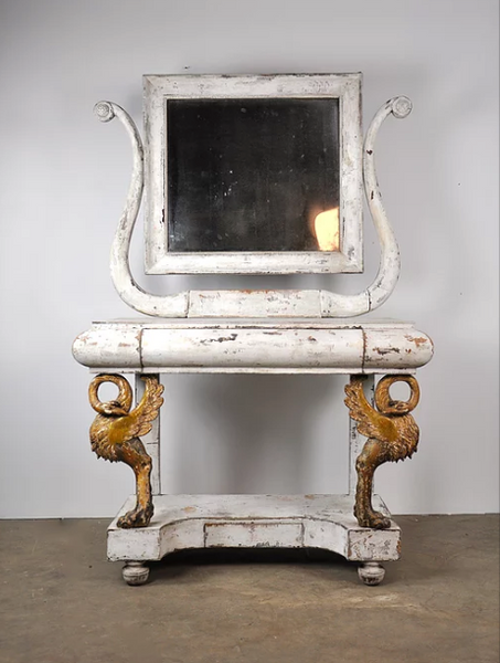 19th Century White painted Console with gilded Swans