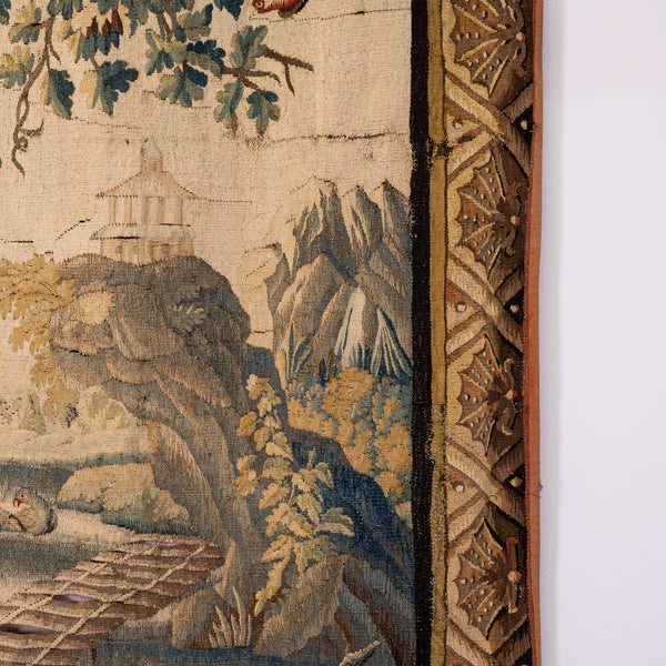 French Aubusson chinoiserie verdure tapestry, 18th century.