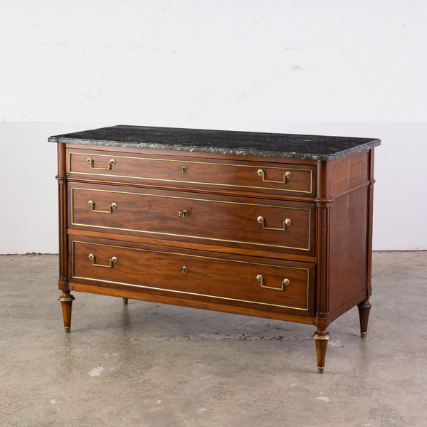 A Directoire Mahogany Commode with Sainte Anne Marble Top