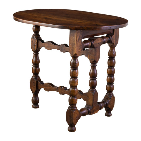 Louis XIII Style Oval Walnut Tilt Top Table