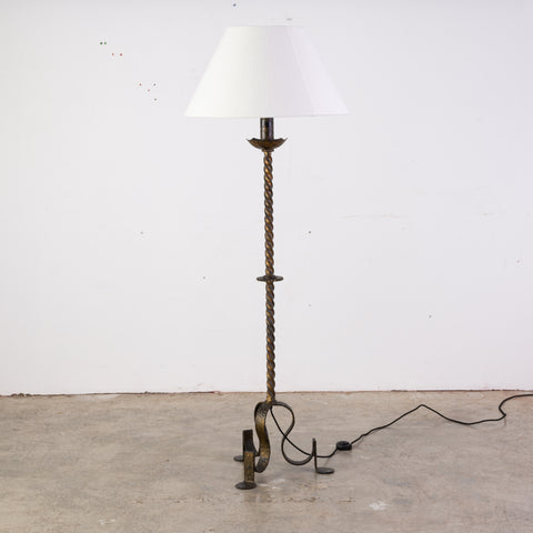 French Provincial Gilt Wrought Iron Standard Lamp