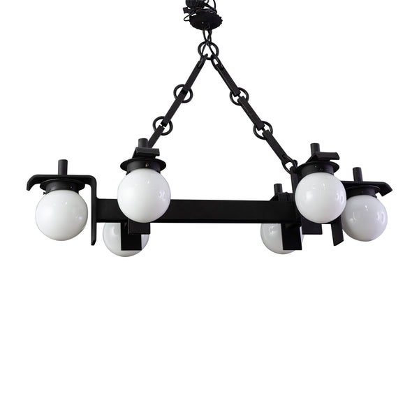 1960s Brutalist Forged Iron Ceiling Light