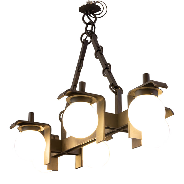 1960s Brutalist Forged Iron Ceiling Light