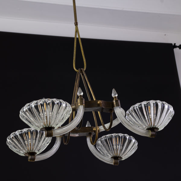 1950s Barovier & Toso Murano Chandelier with Arms