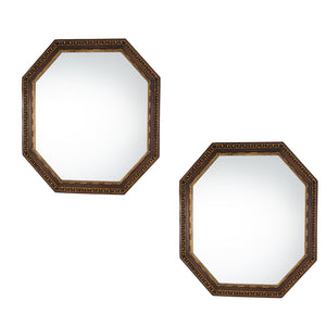 Pair of Large Antique  Italian Octagonal Walnut Mirrors