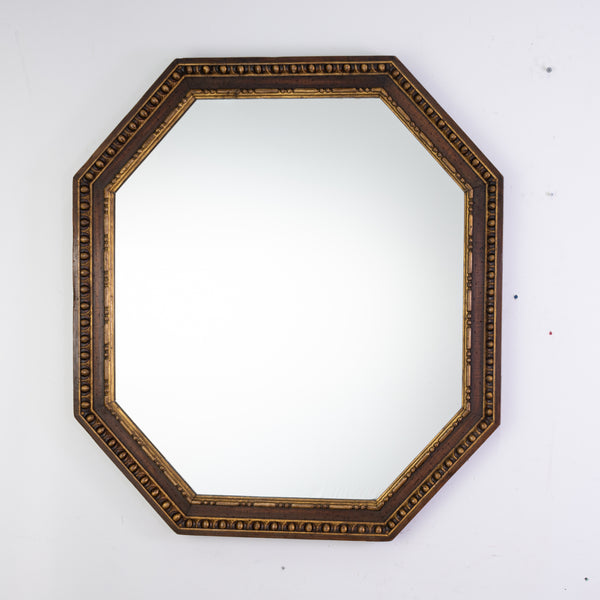 Pair of Large Antique  Italian Octagonal Walnut Mirrors