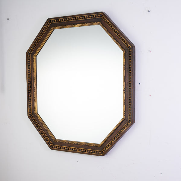 Pair of Large Antique  Italian Octagonal Walnut Mirrors