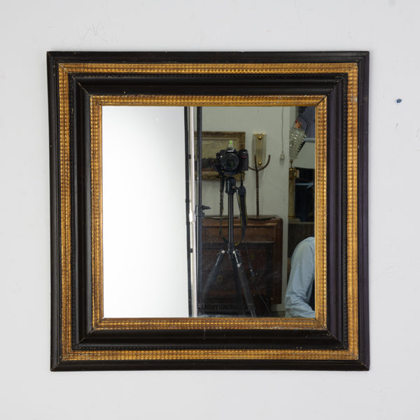 Antique Gilt and Ebonised Cushion Mirror