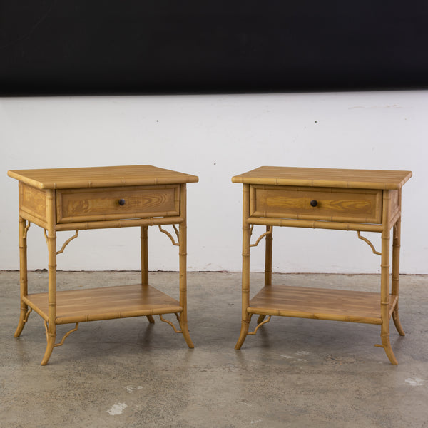 Pair of Faux Bamboo Bedside Tables