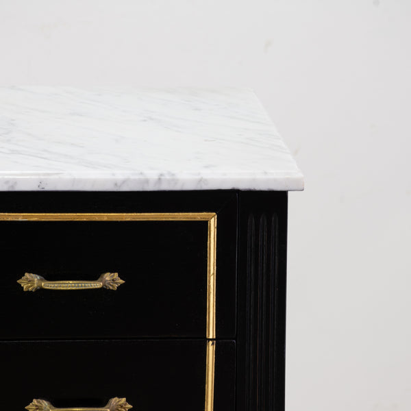 A Pair of Louis XVI Style Ebonised Bedside Tables