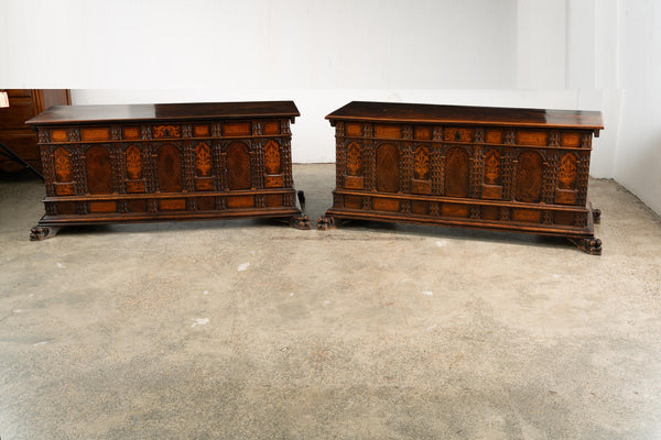 Pair of antique Spanish Wedding Cassone from Catalonia Spain