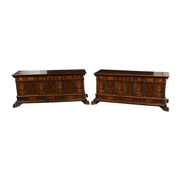Pair of antique Spanish Wedding Cassone from Catalonia Spain