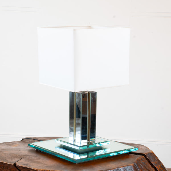 A Modernist Glass and Chrome Table Lamp, Mid to late 20th Century