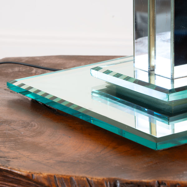 A Modernist Glass and Chrome Table Lamp, Mid to late 20th Century