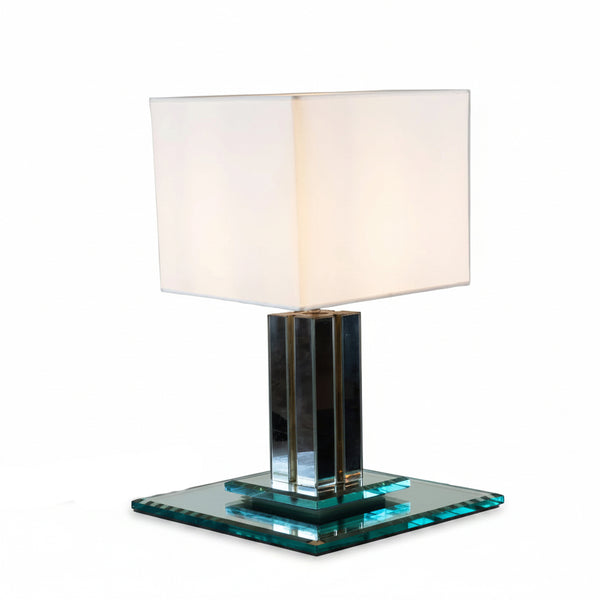 A Modernist Glass and Chrome Table Lamp, Mid to late 20th Century