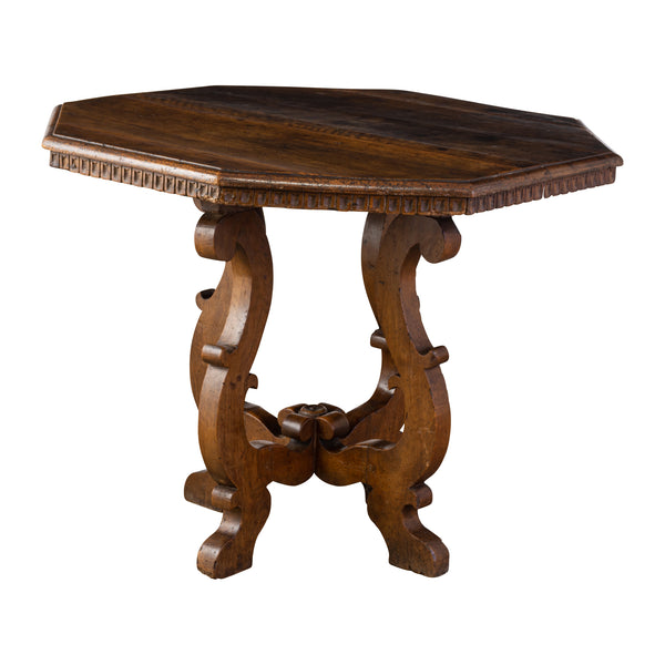 18th Century Octagonal Walnut Table in the Renaissance Style