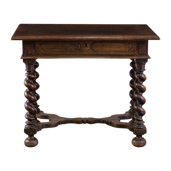 Louis XIII Style Walnut Side Table with X stretcher