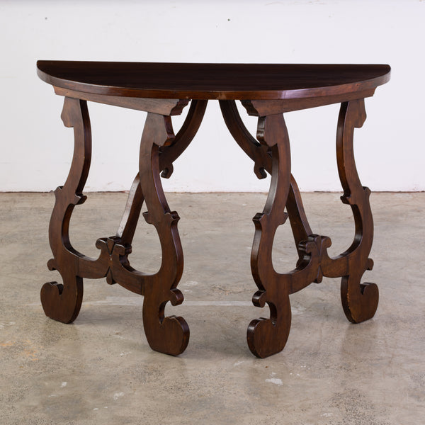 Pair of Antique Italian Baroque Style  Demi Lune Tables