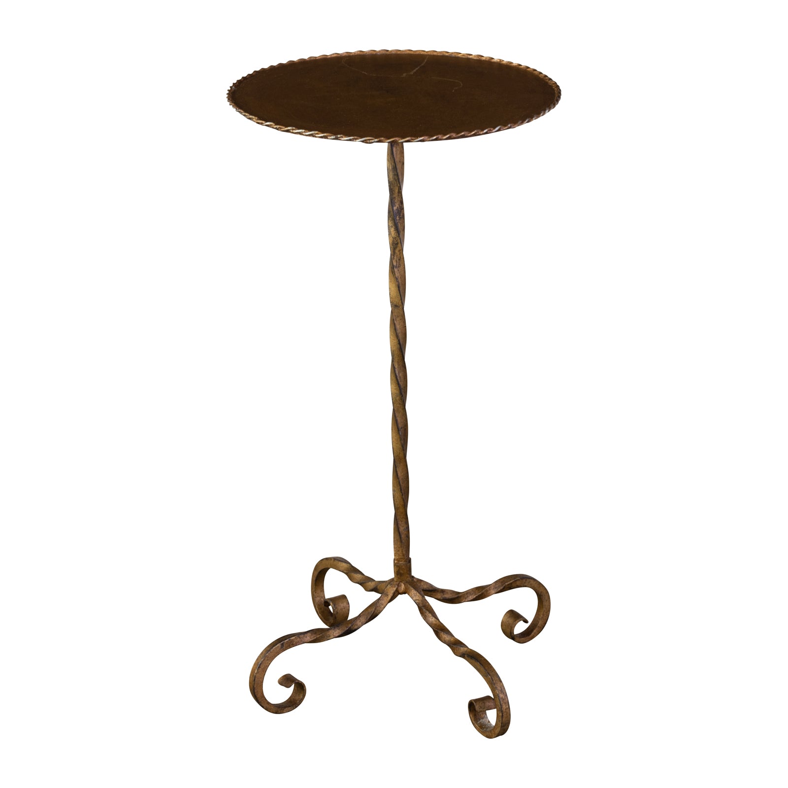 Spanish Martini Table with Twisted Iron Base on Four Legs