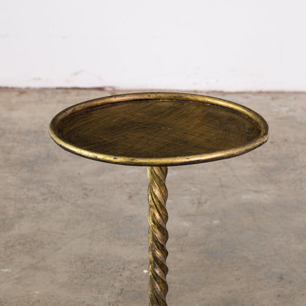 Gilt Iron Martini Table with Spiral Twist Base