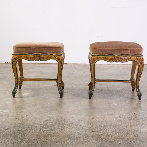 Pair of Early 20th Century Lacquered Venetian Stools