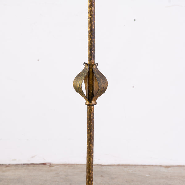 1960s Gilded Hammered Iron Floor Lamp