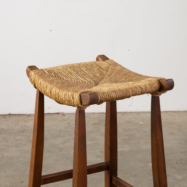 Pair of Vintage Rush Caned Bar Stools